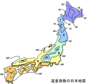 温量指数の日本地図